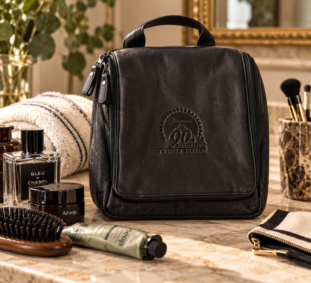 Vtg Paramount 90th Anniv Viacom Canyon Outback Leather Toiletry Bag Men's Case
